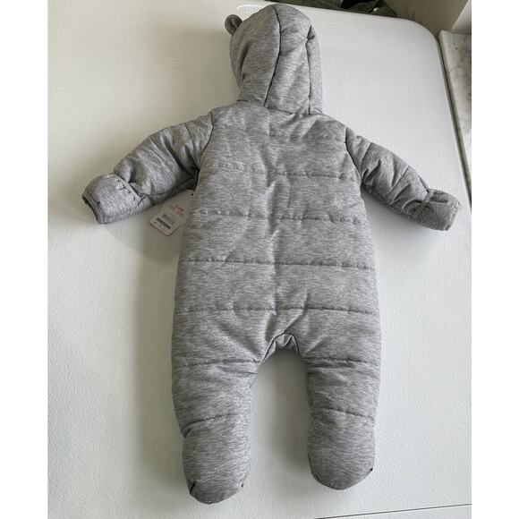 Wonder Nation Baby Sz 3-6M Winter Pram Zipper Front Hooded Snowsuit Gray - Picture 3 of 8
